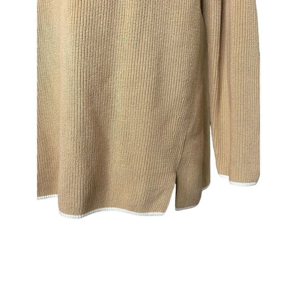 Talbots Womens Mock Neck Tan Camel Tunic Sweater White Hem Pima Cotton Sz 1x NWT - Picture 5 of 7